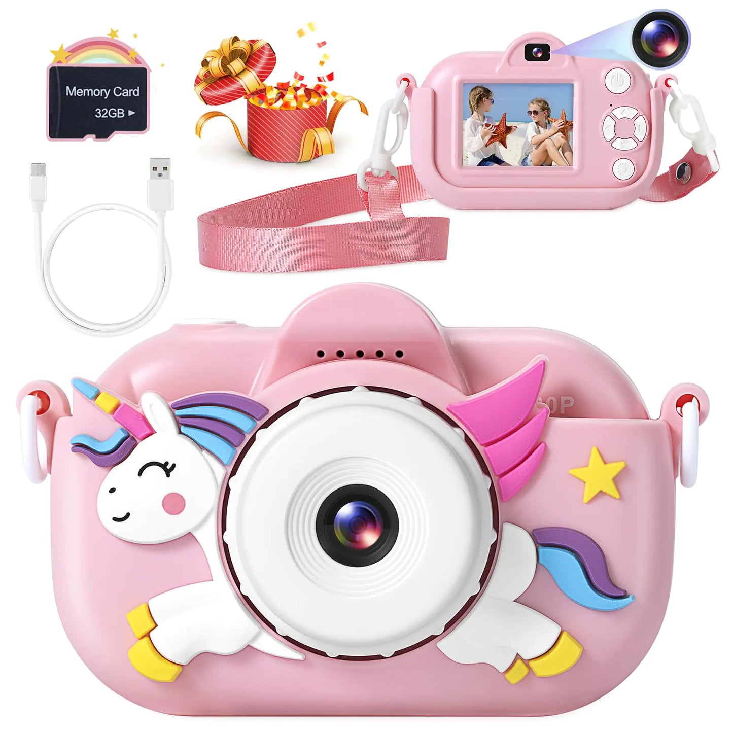 YEEHAO Toddler Camera 32MP Dual Lens for Kids 3-9