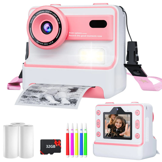 Snap & Print Kids Camera with Dual Lens for Ages 3-12