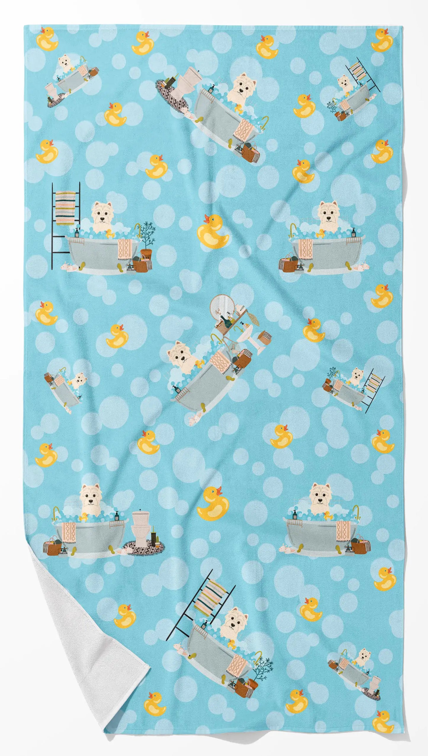 Westie in Bathtub Bath Towel Large